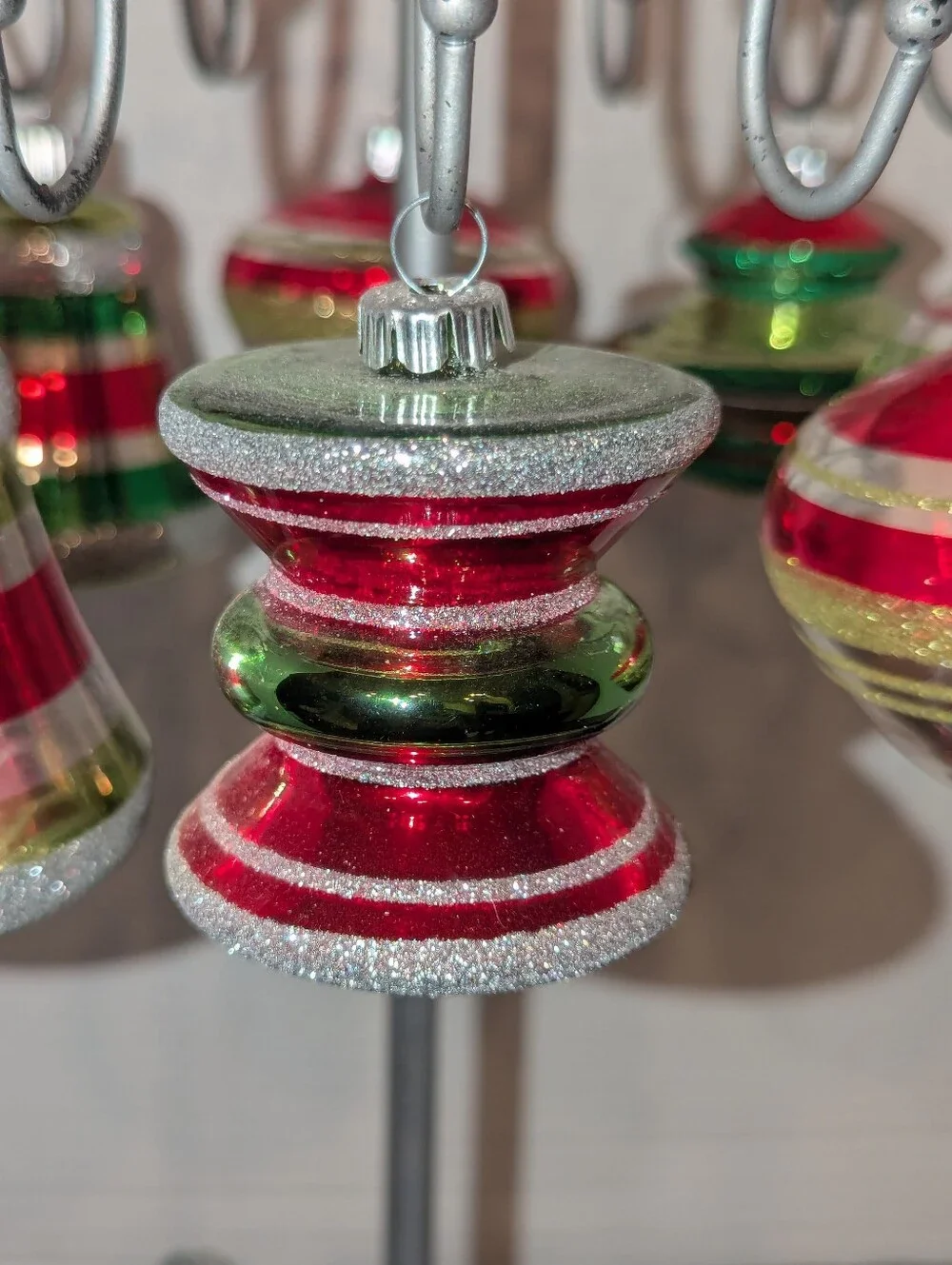 Set of 8 Christopher Radko Shiny Brite Glass Christmas Ornaments